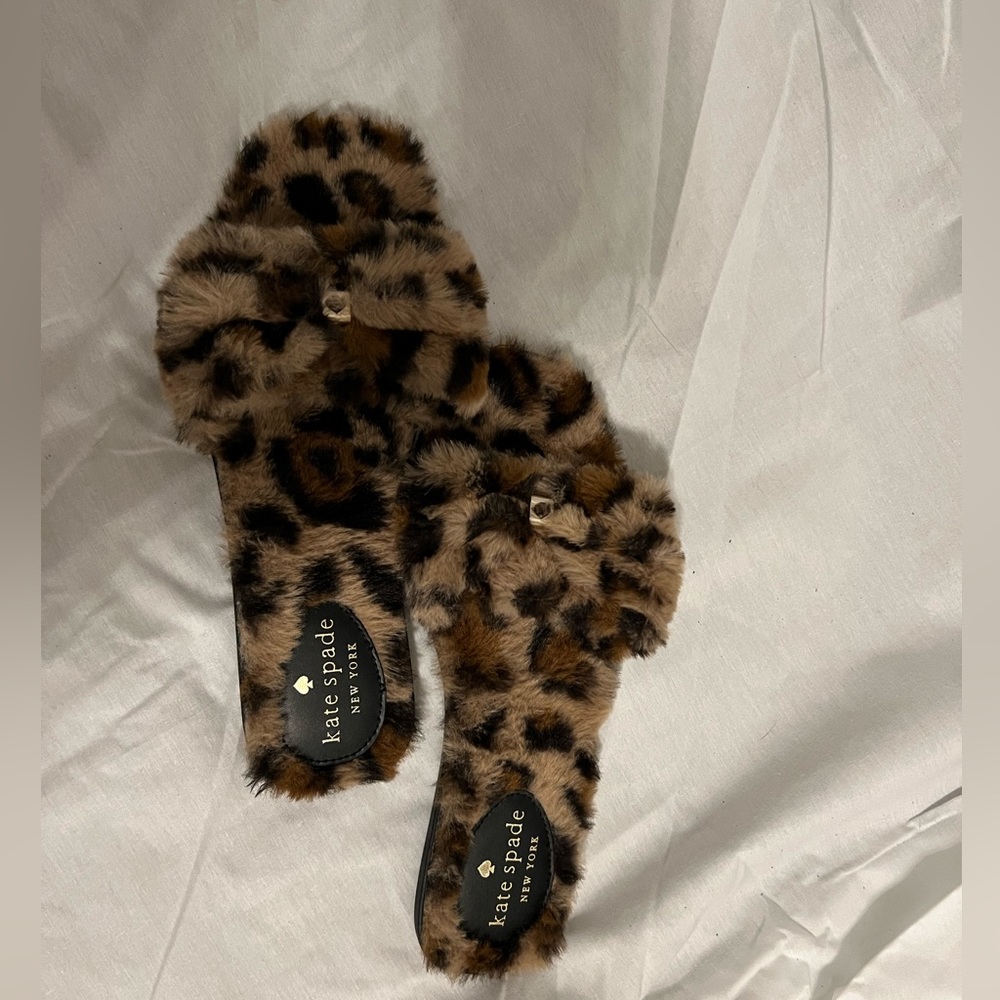 NWOT- Kate Spade Faux Fur Leopard Print Slipper